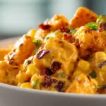 Bowl of Fritos Chili Cheese Corn Salad with corn, cheddar cheese, jalapeños, and crunchy chili cheese Fritos in a modern kitchen setting.