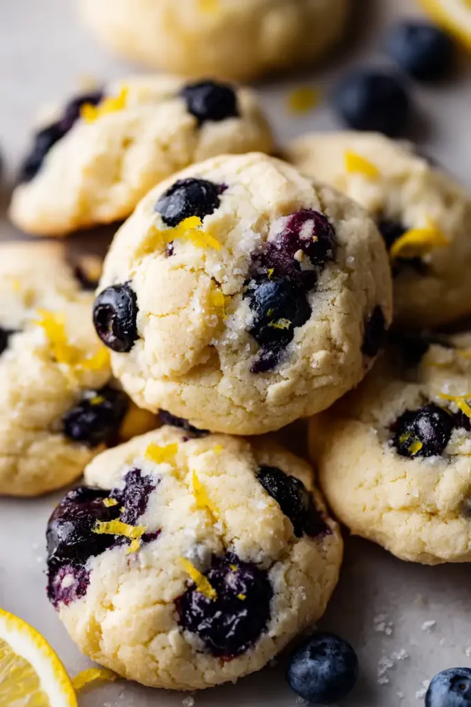 Soft Lemon Blueberry Cookies Close-Up